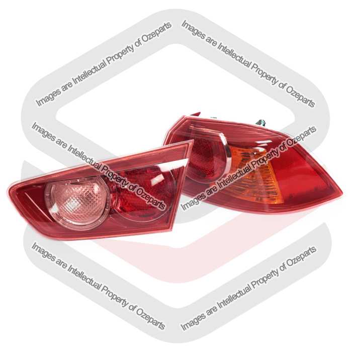 TYC Fits Mitsubishi Lancer CJ CF Sedan 07~18 | Outer Tail Light Lamp + Boot Lid Inner Tailllight (Red) | Set 2 Pcs of RH RHS Right Hand (Driver Side)