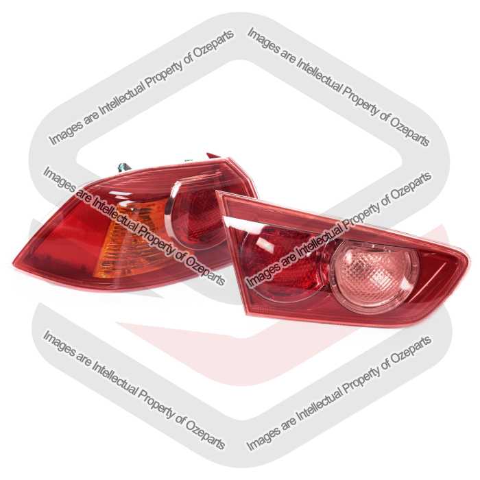 TYC Fits Mitsubishi Lancer CJ CF Sedan 07~18 | Outer Tail Light Lamp + Boot Lid Inner Tailllight (Red)| Set 2 Pcs of LH LHS Left Hand (Passenger Side)