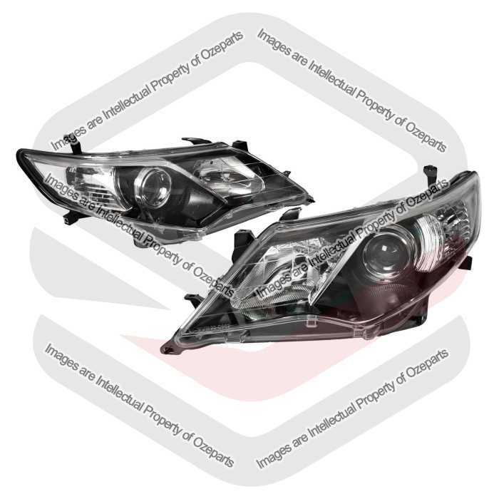 TYC Fits Toyota Camry 50 Series 2011~2015 Atara SX | Headlights Head Lights Front Lamps (Black) | Pair of LH LHS Left Hand + RH RHS Right Hand