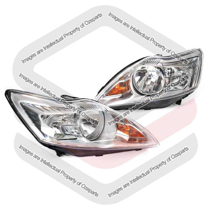 TYC Fits Ford Focus LV Sedan / Hatch 2009~2011 CX LX | Headlights Head Lights Front Lamps (Chrome Inner) | Pair of LH Left Hand + RH Right Hand