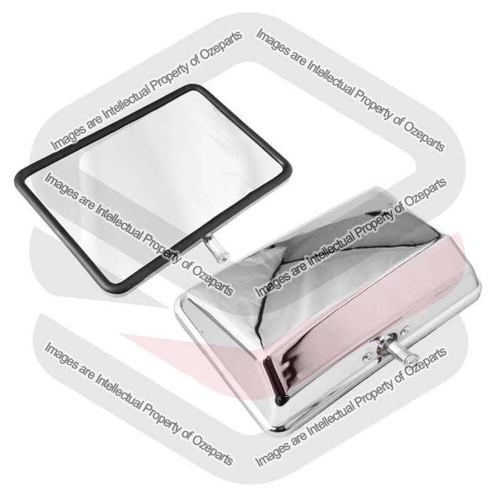 Door Mirror Rectangular Head Only (Chrome) (SET LH+RH)