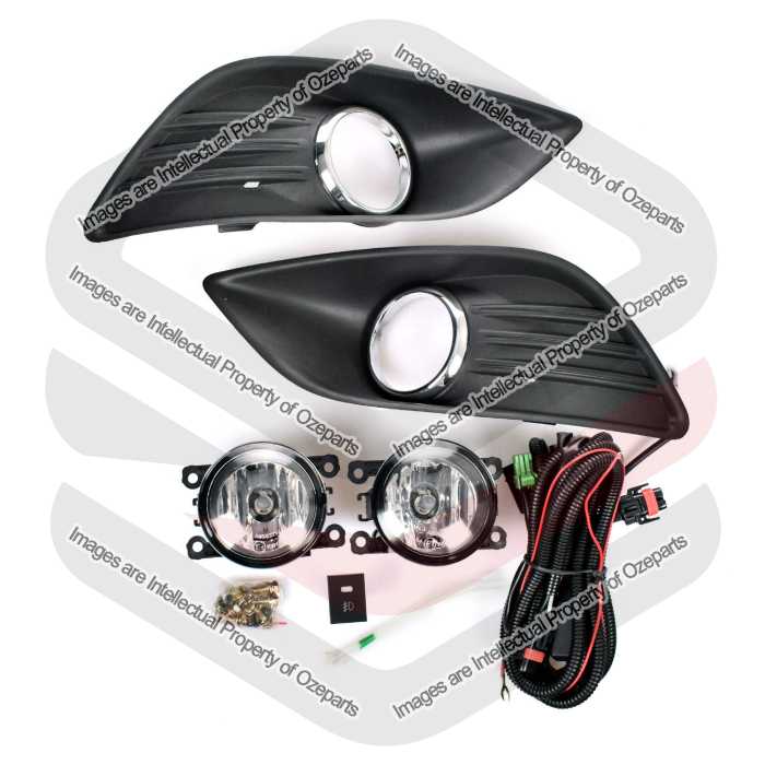 Ozeparts Fits Ford Focus LV 2009~2011 | Full Set of Foglights Foglamps Fog Light Spot Driving Lamp KIT (Chrome Rim)