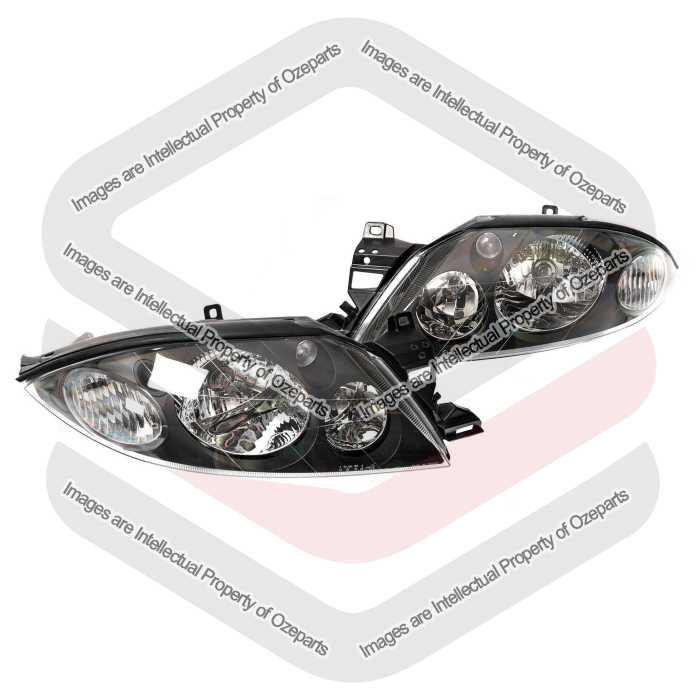 TYC Fits Ford Falcon / Fairmont AU 1998~2002 | Performance / Altezza Headlights Head Lights Front Lamps (Black) | Pair of LH Left Hand + RH Right Hand