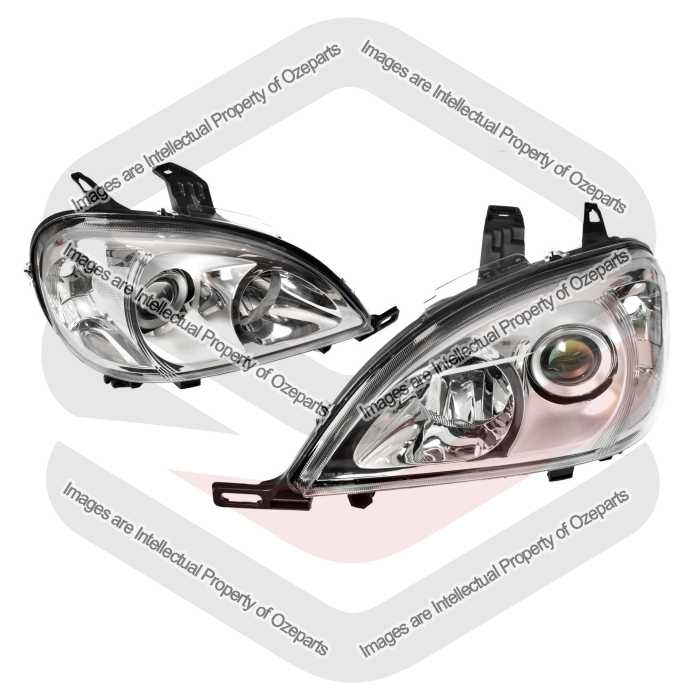 TYC Fits Mercedes Benz M Class W163 Series 2 2001~2005 | Headlights Head Lights Front Lamps Projector Type | Pair of LH Left Hand + RH Right Hand