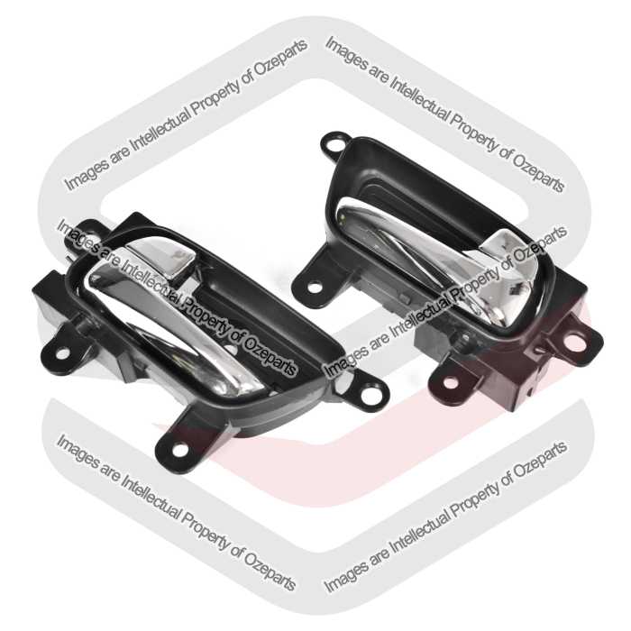 Door Handle Inner (Chrome Lever, Black Base) Front  or Rear (SET LH+RH)