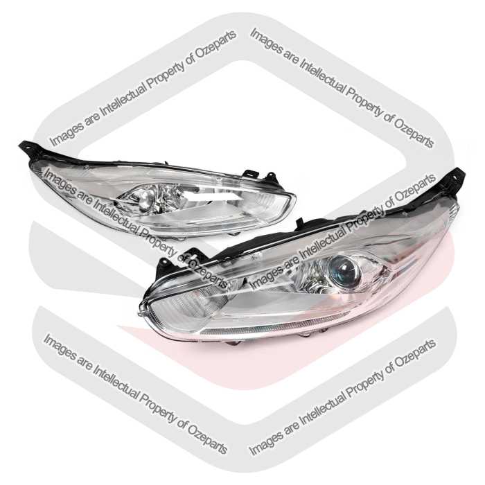 Ozeparts Fits Ford Fiesta WZ 2013~2017 ST | Headlights Head Lights Front Lamps (Chrome,Projector Type With LED DRL) | Pair of LH Left + RH Right