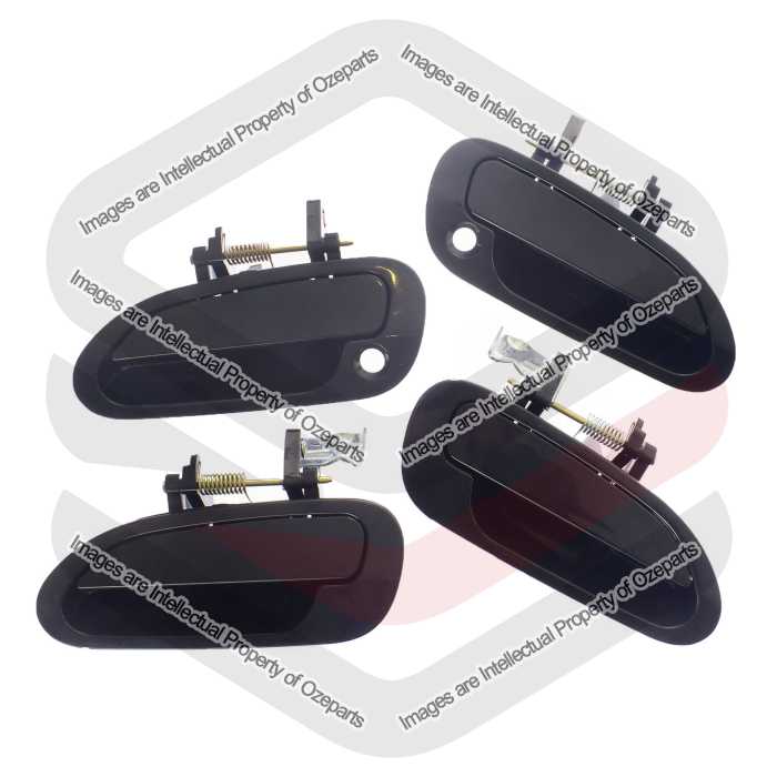 Ozeparts Fits Honda Accord CG CK 1998~2003 | FRONT + REAR Outer Door Handles (Black) | Set 4 Pcs ( Pair of LH Left Hand + RH Right Hand)