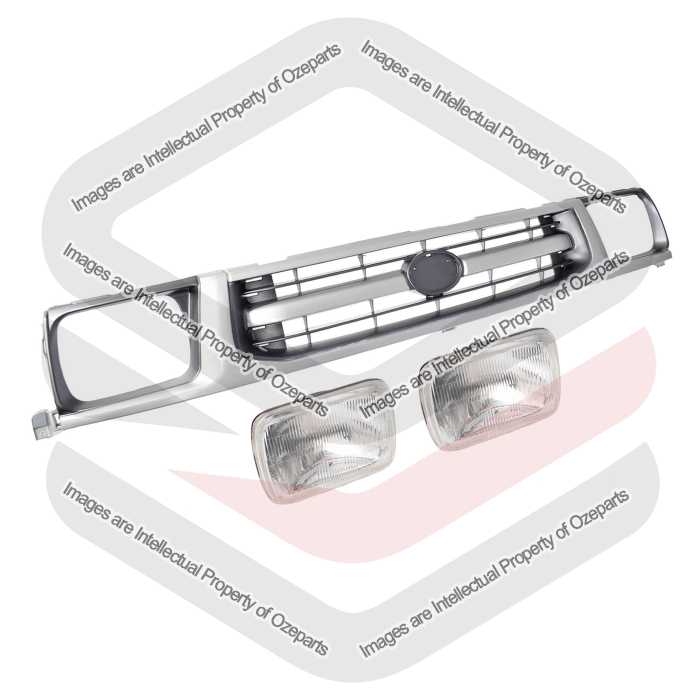 Main Radiator Grille + Head Lights Silver For Toyota Hilux 4WD LN167 1997~2001