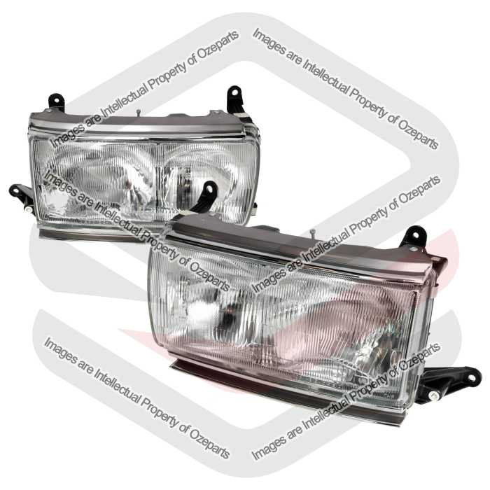 Pair LH+RH Head Light Front Lamp For Toyota Landcruiser J80 Sahara 1990~1994