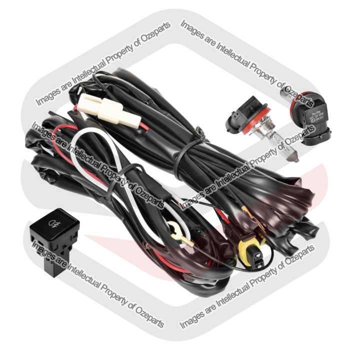 Ozeparts® 1 x Universal H11 Fog Light Lamp Wire Harness Wiring Relay Indicator Switch Fuse Loom (Type 79 Switch) + 2x H11 12V 55W Globes (Halogen)