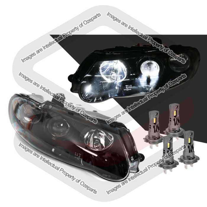 Head Light AM Performance (Black Projector) - Tear Drop at Inner Head Light + LED Globes (SET LH+RH)