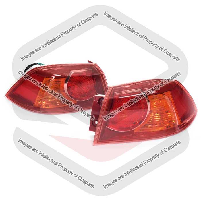 TYC Fits Mitsubishi Lancer CJ CF Sedan 2007~2018 | Outer Taillights Tail Lights Rear Lamps (Red) | Pair of LH LHS Left Hand + RH RHS Right Hand