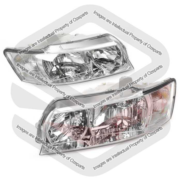Set Pair LH+RH Head Light Lamp Halogen Chrome For Holden Commodore VZ 2004~2007