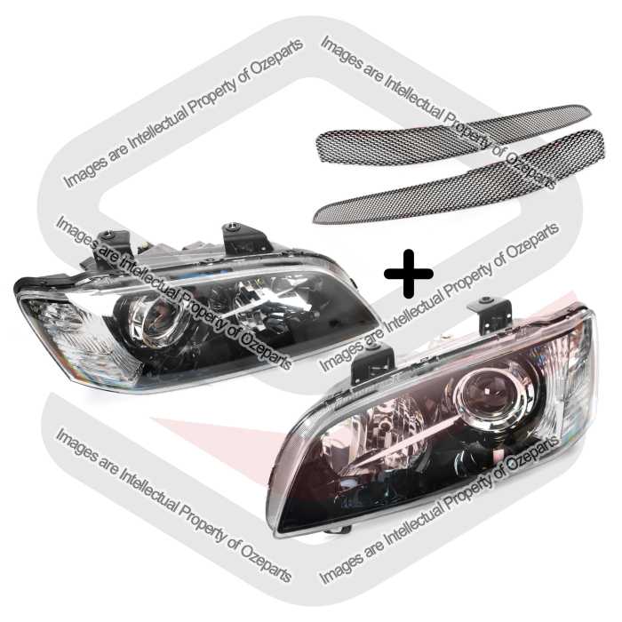 Head Light AM (Black) - With Projector + Eye Lids (Carbon Fibre) (SET 4)