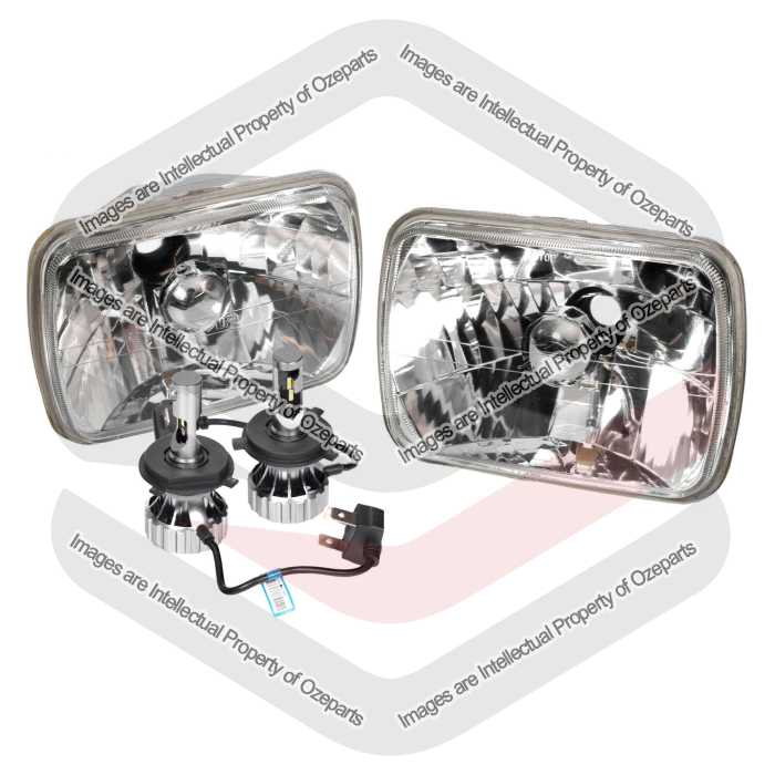 Celica hiace Hilux Townace Courier Rodeo Account Prelude Astina L300 Triton Navara Pathfinder Universal Headlights 180mm x130mm Glass + LED V2 Globes