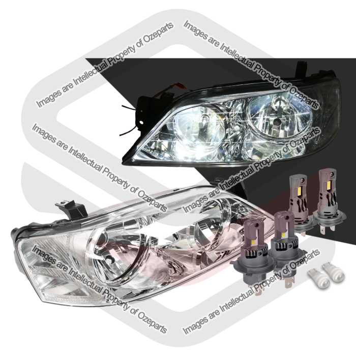 Head Light AM (Chrome) + LED Globes (SET LH+RH)