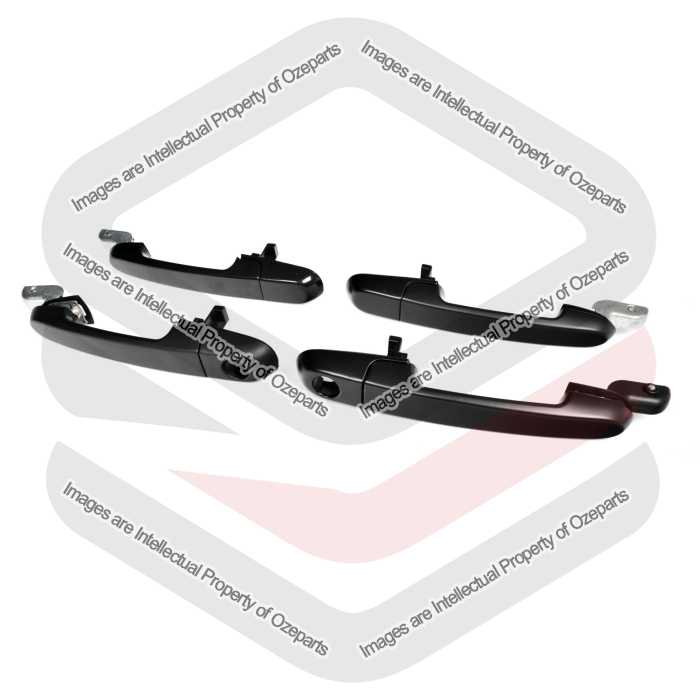 FRONT + REAR Outer Door Handle Black Set 4 Pcs For Hyundai Accent 4 Door 05~09