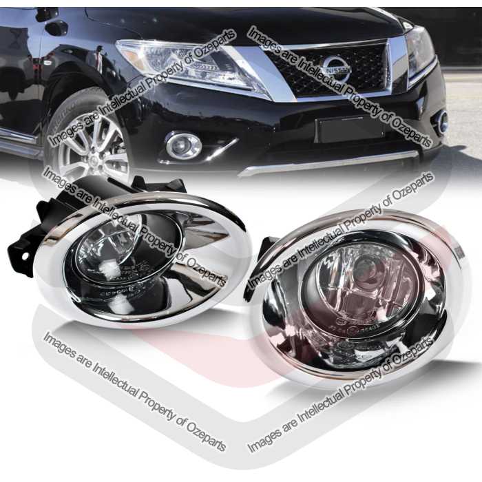 Ozeparts Fits Nissan Pathfinder R52 Series 1 2013~2017 SUV | Full Complete Foglights Fog Lights Spot Driving Lamps KIT (Chrome Cover) | 1 SET