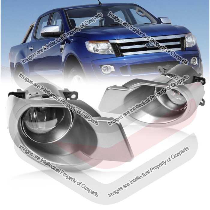 Ozeparts Fits Ford Ranger PX 2011~2015 Ute | Full Complete Kit Foglights Fog Lights Spot Driving Lamps & Wirings Switch With Silver Covers | 1 SET
