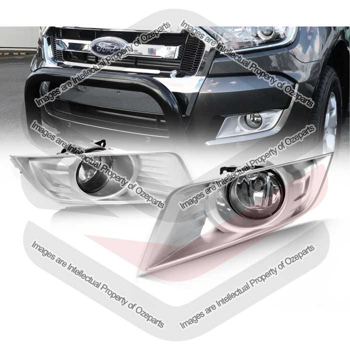 Ozeparts Fits Ford Ranger PX 2015~2018 Ute | Full Complete Kit Foglights Fog Lights Spot Driving Lamps & Wirings Switch With Silver Covers | 1 SET