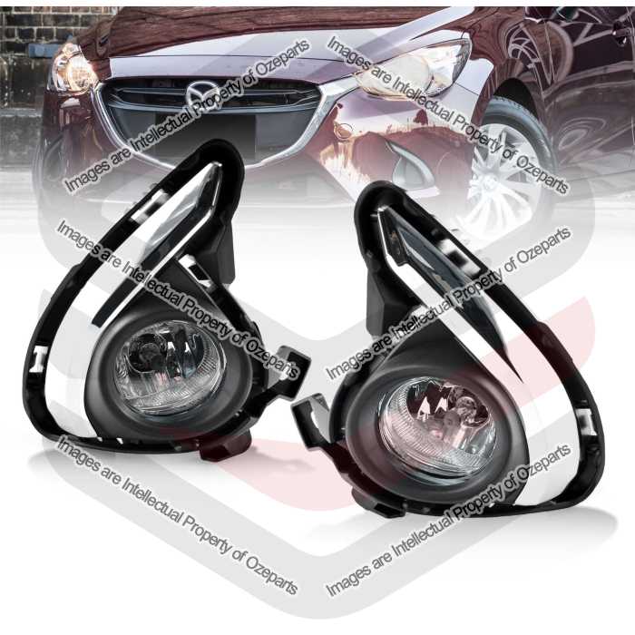 Full Set Fog Light Spot Driving Lamp KIT (Chrome) For Mazda 2 DJ DL 2014~2017