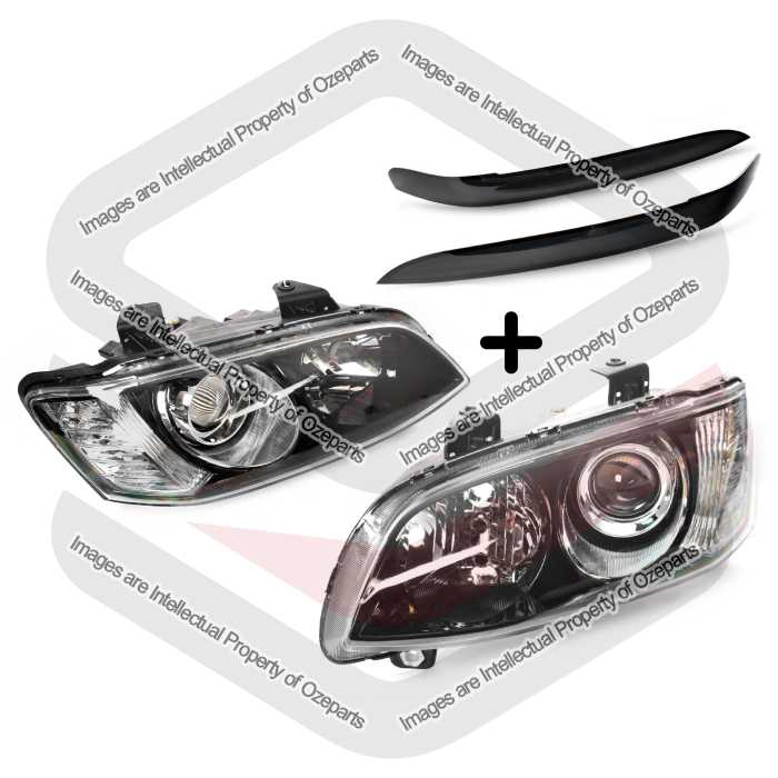 Head Light AM (Black) - With Projector + Eye Lids (Black) (SET 4)