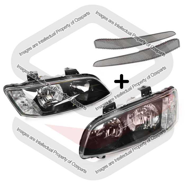 Head Light AM (Black) - Non Projector + Eye Lids (Carbon Fibre) (SET 4)