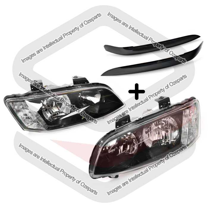 Head Light AM (Black) - Non Projector + Eye Lids (Black) (SET 4)