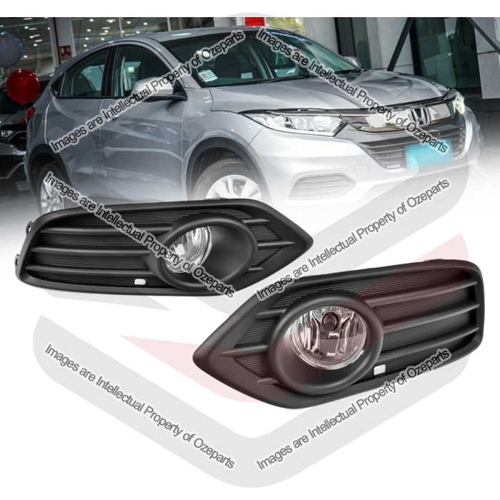 Ozeparts Fits Honda HRV HR-V 2018~2021 VTi Only | Full Complete Foglights Fog Lights Spot Driving Lamps KIT (Black) | 1 SET