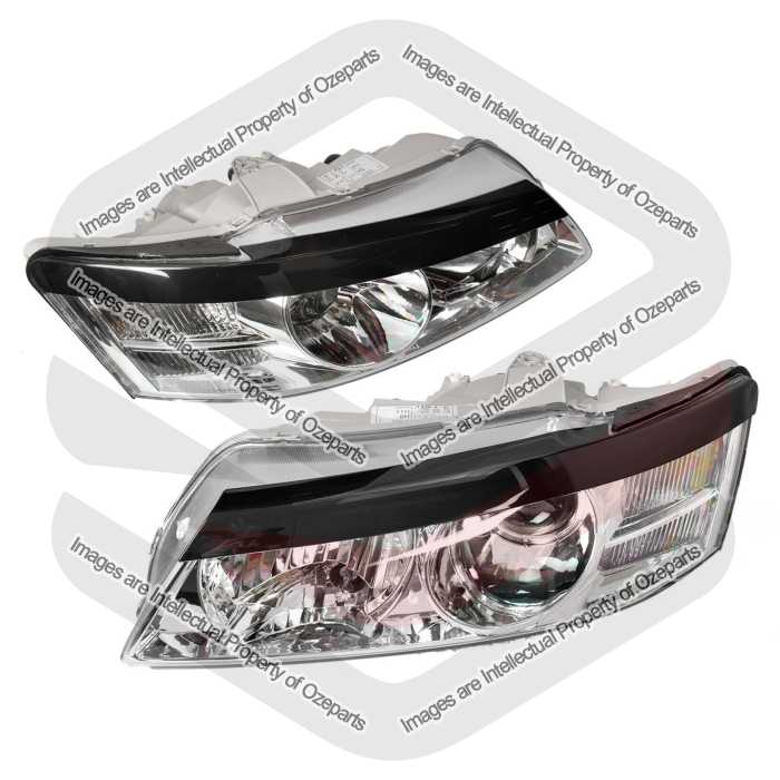 Pair LH+RH Head Light + Eyelids Chrome Proj For Holden Commodore VY Berlina