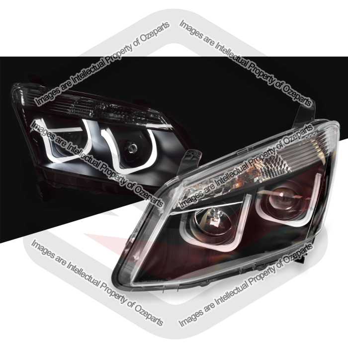 Head Light AM Performance With U Shaped LED DRL (Black) (SET LH+RH)