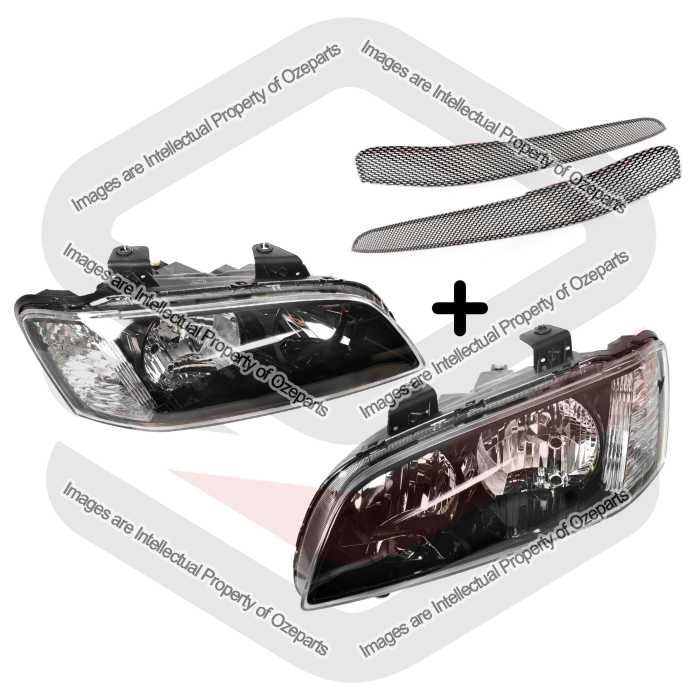 Head Light AM (Black) - Non Projector + Eye Lids (Carbon Fibre) (SET 4)