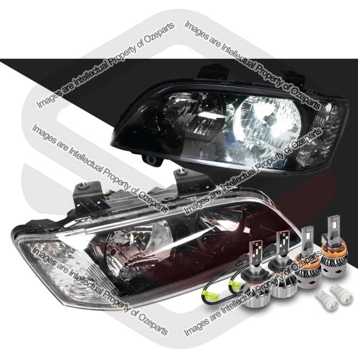 Head Light AM (Black) - Non Projector + LED Globes (SET LH+RH)