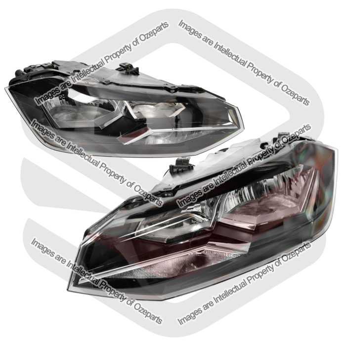 DEPO Fits Volkswagen VW Polo AW 2017~2021 Hatch | Headlights Head Lights Front Lamps (Halogen - No Red Strip) | Pair of LH Left + RH Right