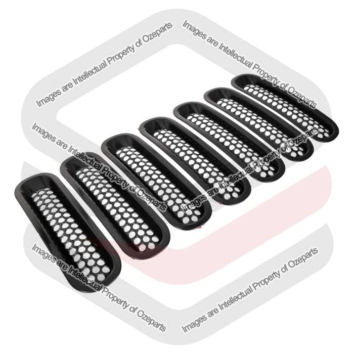 7x Front Grille Mesh Insert Cover Grill Black For Jeep Wrangler JK 2007~2018