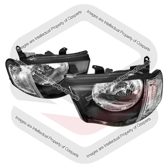 Head Light Unit AM (Round Reflector) Clear Indicator (Set LH+RH)