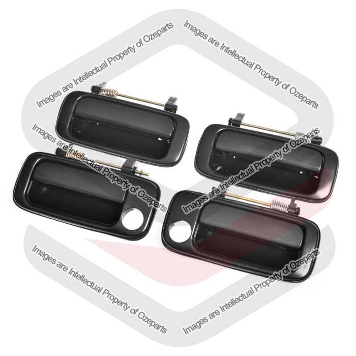 FRONT+REAR OUTER Door Handle Black For Toyota Landcruiser 80 Series 90~98 4 Pcs