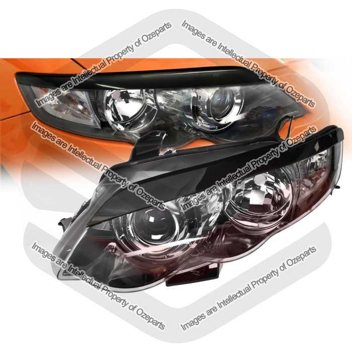 TYC Fits Ford Falcon FG Series 2 XR6 XR8 XR Turbo 2011~2014 | Headlights Head Lights Front Lamps (Black) + Eyelids Eye Lids | Pair LH+RH